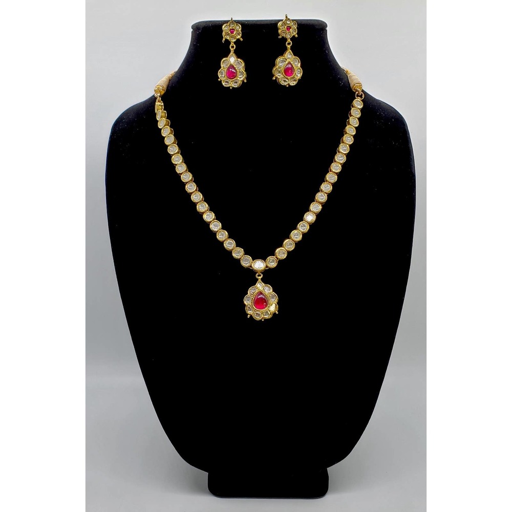 22KT GOLD Kundan Polki Single Line Necklace (TENNIS NECKLACE)